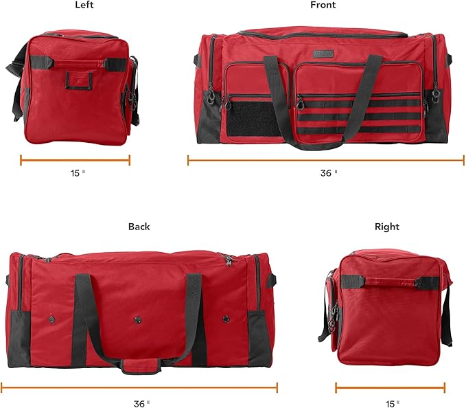 Fitdom 130L 36" Heavy Duty Extra Large Sports Gym Equipment Travel Duffle Bag W/Adjustable Shoulder Strap & 7 Compartments. Perfect for Soccer Baseball Basketball Hockey Football, Team Coaches & More