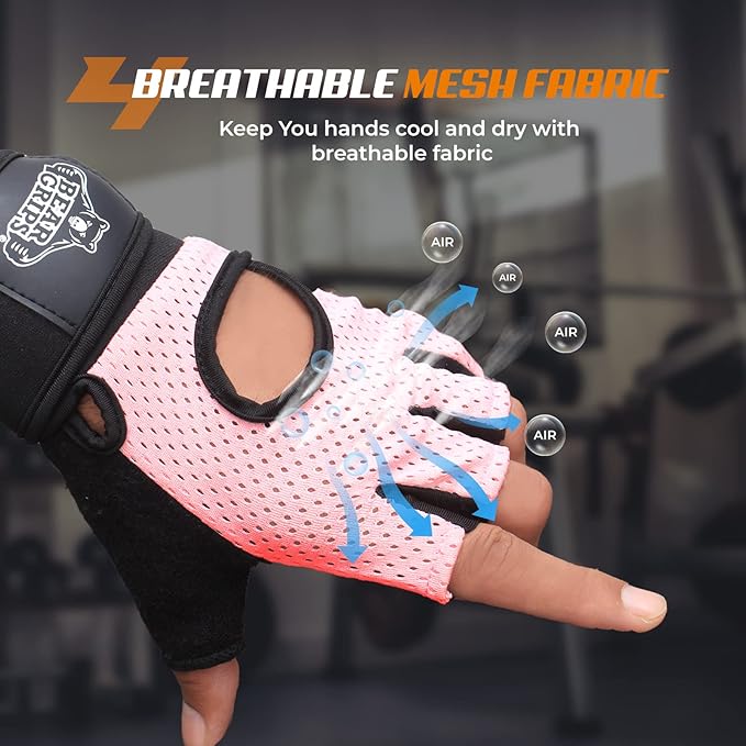 Bear Grips Weight Lifting Gloves for Men & Women | Half Finger Lifting Gloves | Full Finger Workout Gloves for Men | No Finger Exercise Gloves l Compression Weightlifting Gloves | Gym Gloves for Men