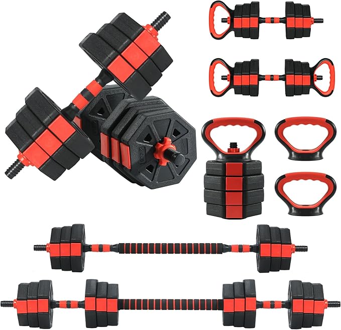 3-In-1 Octagonal Adjustable Dumbbell Set, 44/88LBSFree Weights Dumbbells with Anti-Slip Handle for Men & Women, Versatile Dumbbells Set of 2 with Connector, Perfect for Home Gym