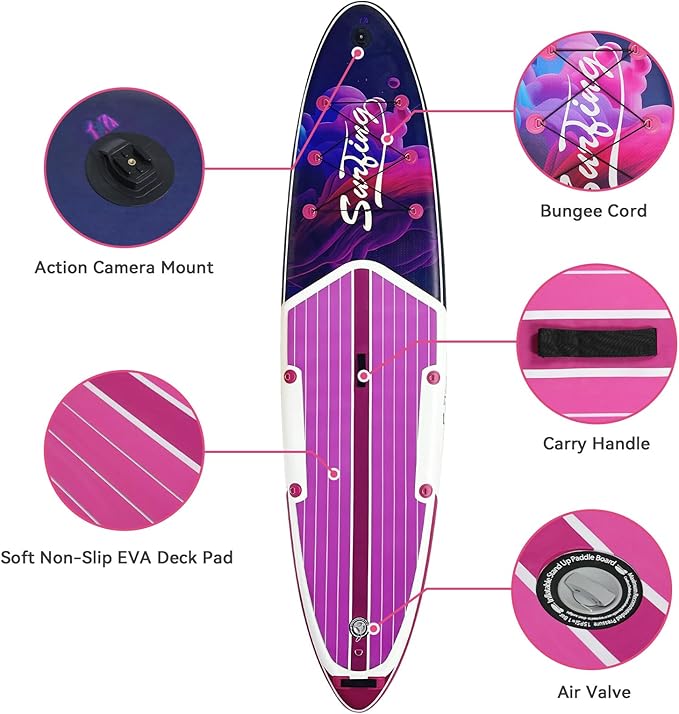 YUSING Inflatable Stand Up Paddle Board with Kayak Seat, Non-Slip Deck SUP Paddle Board with Premium Kayak, Portable Standing Boat for Youth & Adult