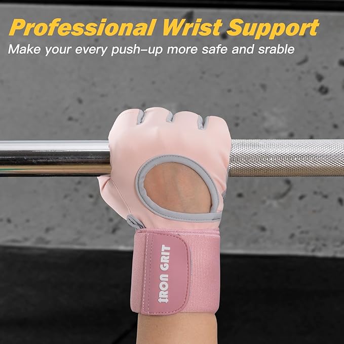 Iron Grit Weight Lifting Gloves,for Men and Women, Workout Gloves with Wrist Support for Exercise, Weightlifting, Training, Pull-ups Breathable and Snug fit
