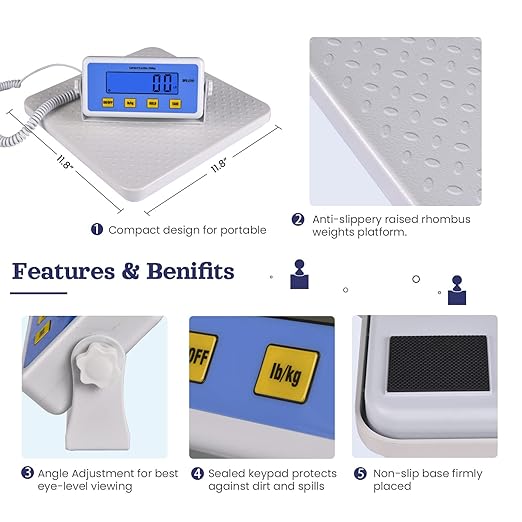 Medical Scale - Heavy Duty 440 lb High Capacity Wrestling Scale for Body Weight with Easy to Read LCD Display Physician Scale, Professional Medical Grade Scale for Doctor Home Gym Office
