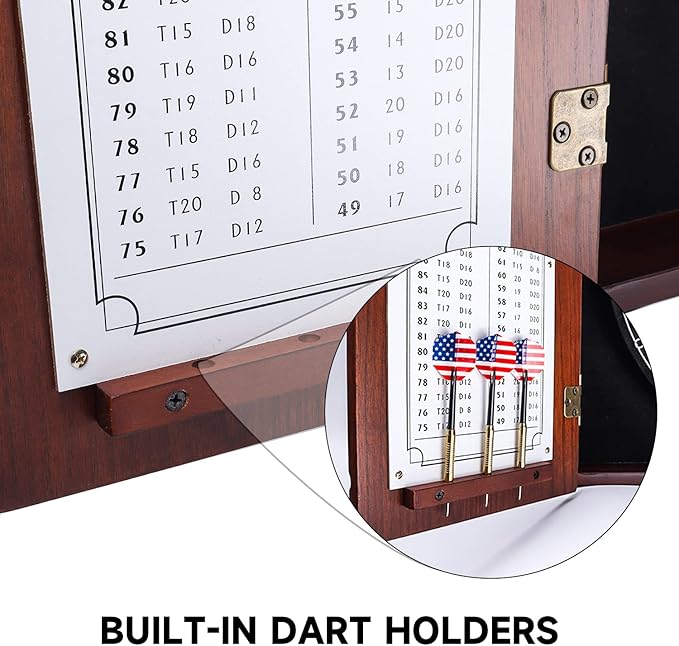 GSE Games & Sports Expert Professional Solid Wood Classic Official Size Dartboard Cabinet with Dart Scoreboard for Game Room. Dartboard & Darts Not Included