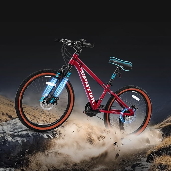 SPATIAL Mountain Bike, 24/26/27.5/29 inch Outdoor Cycling Bike,21/8 Speed Lightweight Aluminum Frame | Dual Disc Brakes,Adjustable Ergonomic Seat for Men Women Adult,MTB Bicycle