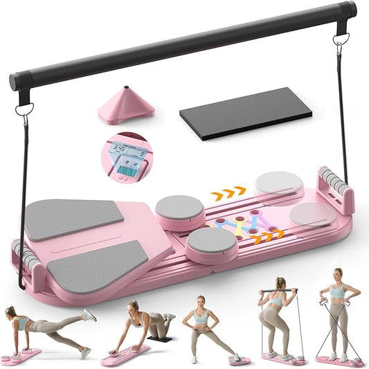 Pilates Board,Pilates Reformer Sets, Multifunctional Abdominal Pilates Board for Home Workout Equipment, Portable Foldable Ab Board Trainer Pilates Exercise Machine,Pilates Board for Women