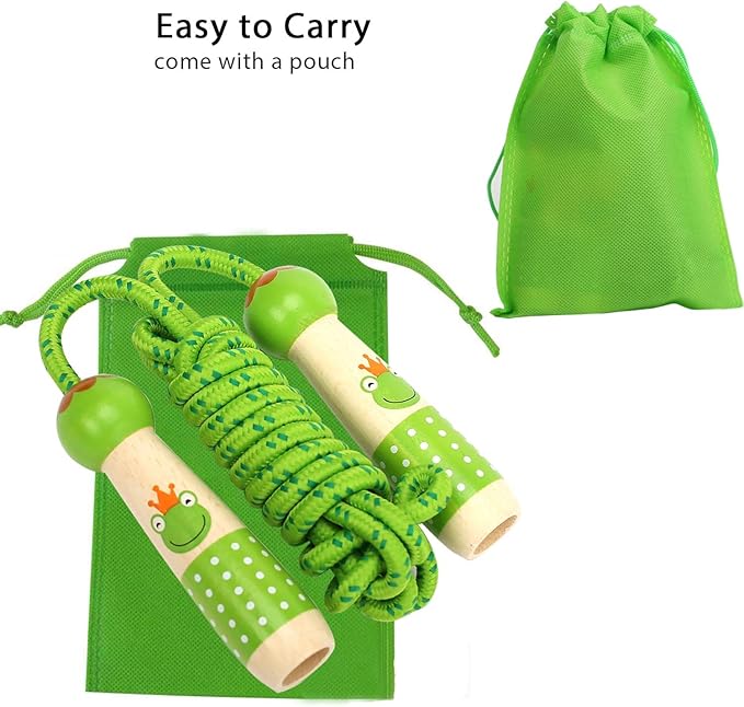 EGOSKY Jump Rope Kids, 7.2ft Children Adjustable Cotton Skipping Rope with Wooden Handle for Boys Girls Fitness Outdoor Activity
