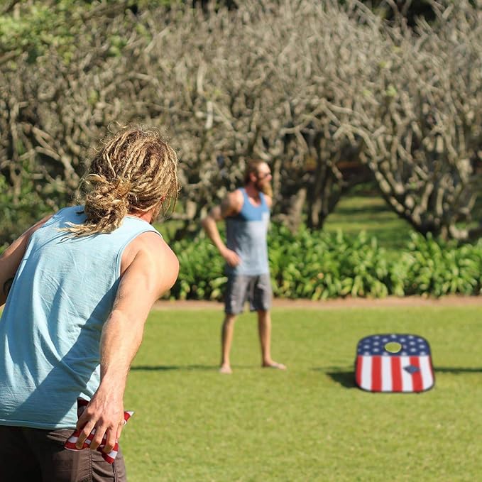 G4Free Portable Collapsible 5 Holes Cornhole Game Set with 8 Bean Bags Carrying Case Toss Game Size 3ft x 2ft for Camping Travel