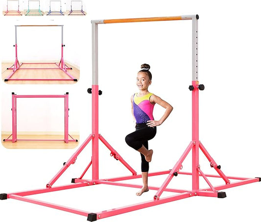 MARFULA Gymnastic Bar for Kid and Teenage Ages 3-25, 5 FT / 8 FT Base Length, 4 FT Width 5 FT Height, Gymnastic Kip Bar Horizontal Bar for Gymnast, Gymnastic Training Equipment for Home and Club Use