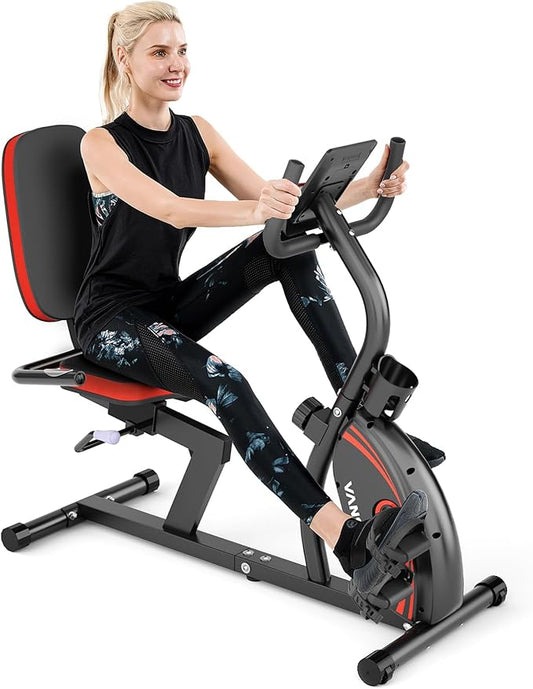VANSWE Recumbent Exercise Bike, Recumbent Stationary Bikes for Home 400 LBS Weight Capacity, Exercise Bike for Home Seniors with Smart App and Bluetooth Connectivity, LED Display, Pulse Handle