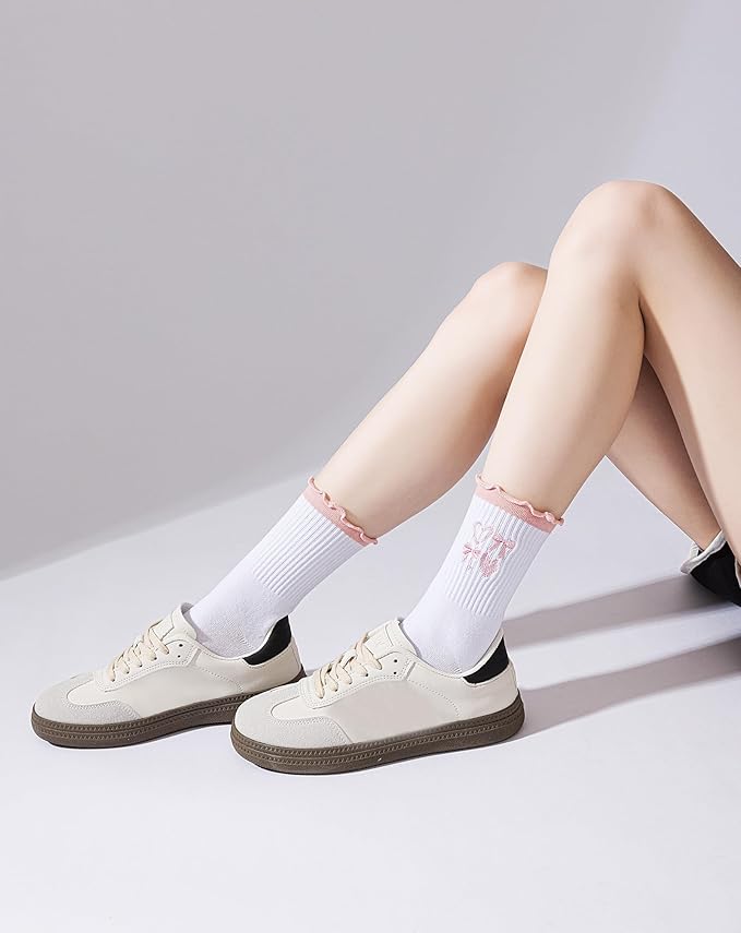 Yawlsow Pilates Grip Socks for Women Yoga Grippy Socks Cute Barre Non Skid Athletic Crew Sticky Sock Workout Hospital
