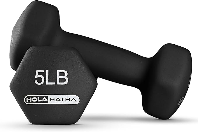 HolaHatha 2, 3, 5, 8, and 10 Pound Neoprene Dumbbell Free Hand Weight Set with Rack, Ideal for Home Exercises to Gain Tone and Definition, Pastel