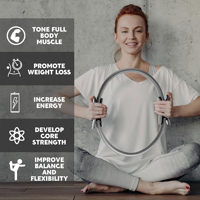 Syhood Pilates Ring 11. 81 Inch Pilates Circle Yoga Ring Magic Lightweight Flexible Workout Equipment for Fitness Physical Therapy Resistance Exercise Arms Legs