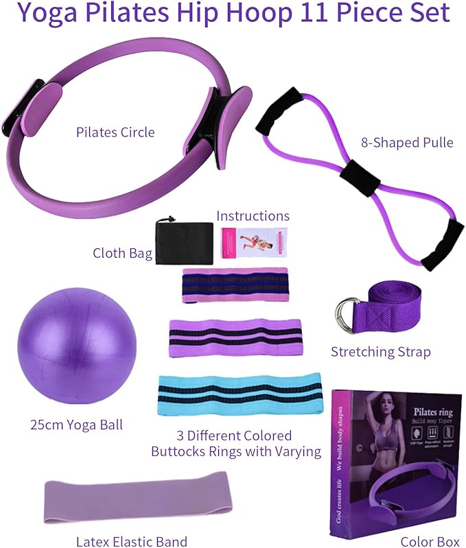 Pilates Equipment Kit for Women - Better Yoga Pilates Kit for Home Workouts with Pilates Ring and Ball Set, Booty Bands,Resistance Bands,Accessories,Pilates Set for Legs Arms and Thighs