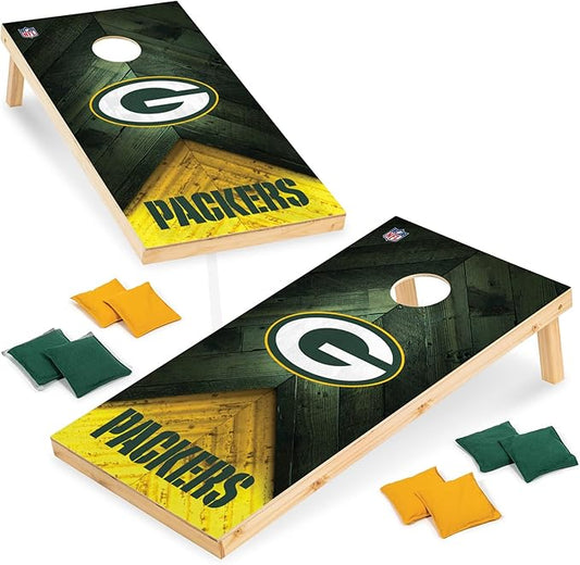 Wild Sports NFL Football 2' x 4' Regulation Size Solid Wood Cornhole Set with Direct Print HD Team Graphics Great Gift for Any Football Fan! Bean Bag Toss Family Outdoor Game
