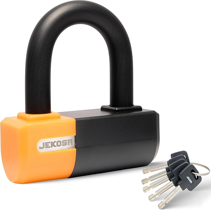 Jekosa® PBL110 Heavy-Duty Bike Lock with 5 Keys - 18 mm Cut Resistant Steel Shackle - Weather Resistant ABS Shell | Bike U-Locks for Motorcycle, Bicycle, Scooter, Garage