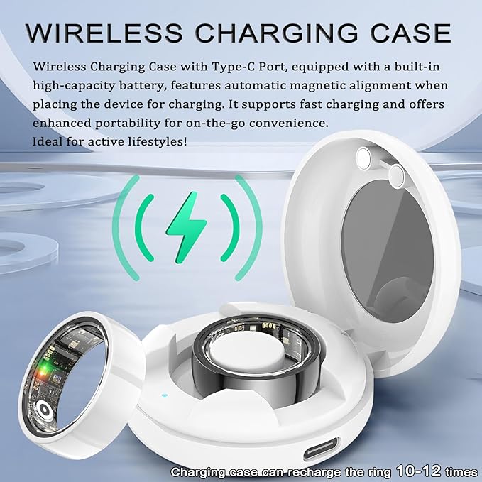 2025 New Smart Ring for Women Men, Ceramic Smart Health Ring - IP68 Waterproof Fitness Ring with Sleep Tracker, Step Tracker, Heart Rate/Blood Oxygen/Distance Monitoring, Charging Case