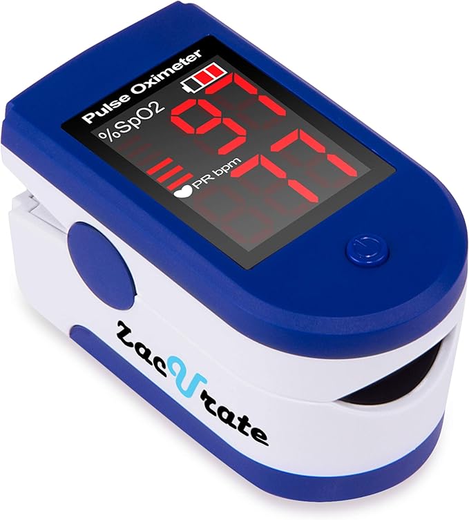 Zacurate FSA/HSA Eligible 500CL Fingertip Pulse Oximeter Blood Oxygen Saturation Monitor with Batteries and Lanyard Included (Sapphire Blue)
