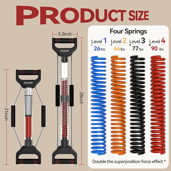 Multi-Function Isometric Exerciser, 4-Level Resistance Trainer (26-90 lbs) for Home Gym - Chest Expander, Arms Twister, Thigh & Archery Workout Tool for Full Body Strength Training