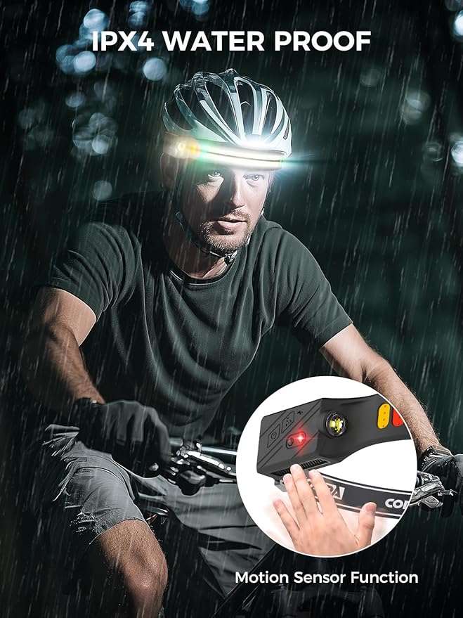 COPPA Headlamp, H4C Headlamp Rechargeable 2Pack with White & Yellow & Red & Green Floodlight & Spotlight Mini Portable with Motion Sensor Super for Camping Running Fishing Climbing Hiking Maintenance