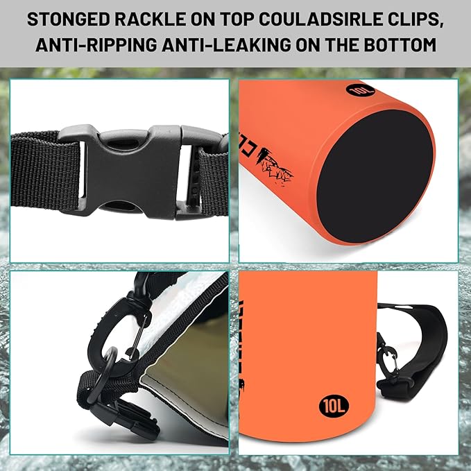 Waterproof Dry Bag,Roll Top Orange Small Waterproof Backpack 2L/5L/10L/20L/30L/40L Floating Lightweight Bags for Kayaking, Boating, Fishing, Swimming Camping with Waterproof Phone Case