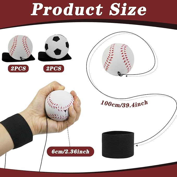Wrist Return Ball, 2.36inches Rubber Rebound Ball with Strap for Wrist Exercise Play