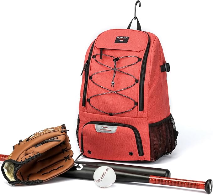 TUGUAN Baseball Bags for Adults Mens with Fence Hook, Laptop Compartment, Shoes Compartment & Glove Holder Portable Youth Boys Softball Backpack Coaches Catchers Team Equipment Gear Bags