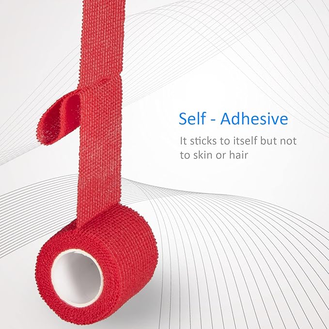 12Pcs 2”x 5 Yards Self Adhesive Bandage Wrap Elastic Bandage Wrap Self Adherent Cohesive Wrap Bandages for Wrist Ankle Vet Tape for Dogs Athletic Swelling Sprains Tape Grip Cover (Red)
