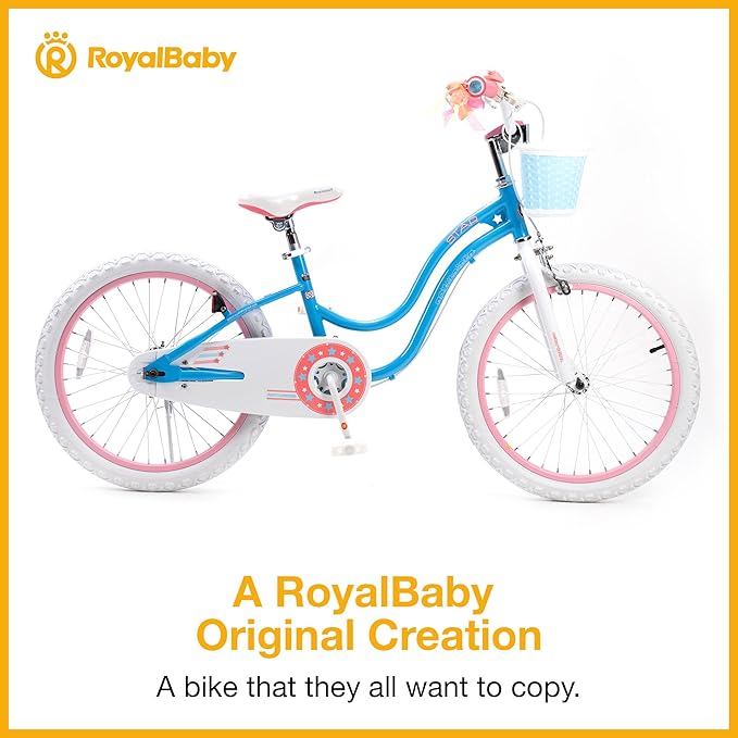 RoyalBaby Girls Bike EZ Bike Stargirl Training Free Balance to Pedal Easy Learning Bicycle, 12-20 Inch for Toddlers & Big Kids.