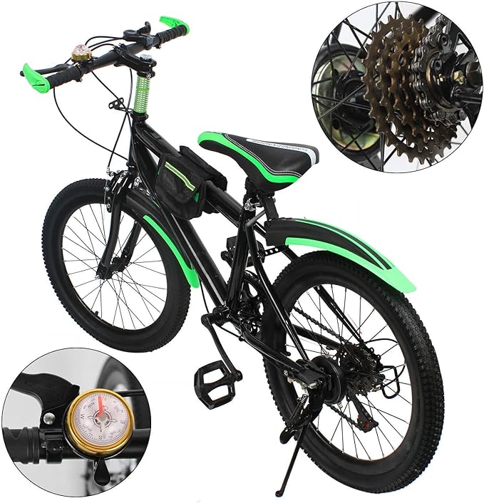 20" Mountain Bike 20 Inch Double Brake Bicycle High Carbon Steel MTB Bike,7-Speed Adult Mountain Bike with Dual Handbrakes and Kickstand