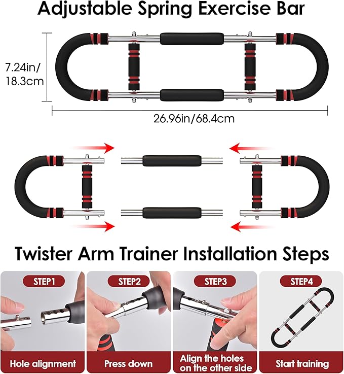 Twister Arm Trainer for Men, Adjustable 50-130Lbs Chest Workout Equipment, Arm Trainer, Twister Arm Trainer Portable Shoulder Strength Exerciser Machine for Fitness People