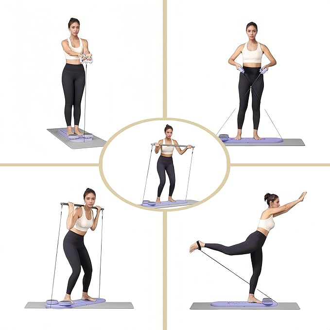 6 in 1 Pilates Board,Portable and Foldable Pilates Reformer Set,Multifunctional Pilates Board for Home Exercise,The for Fitness Women Lovers