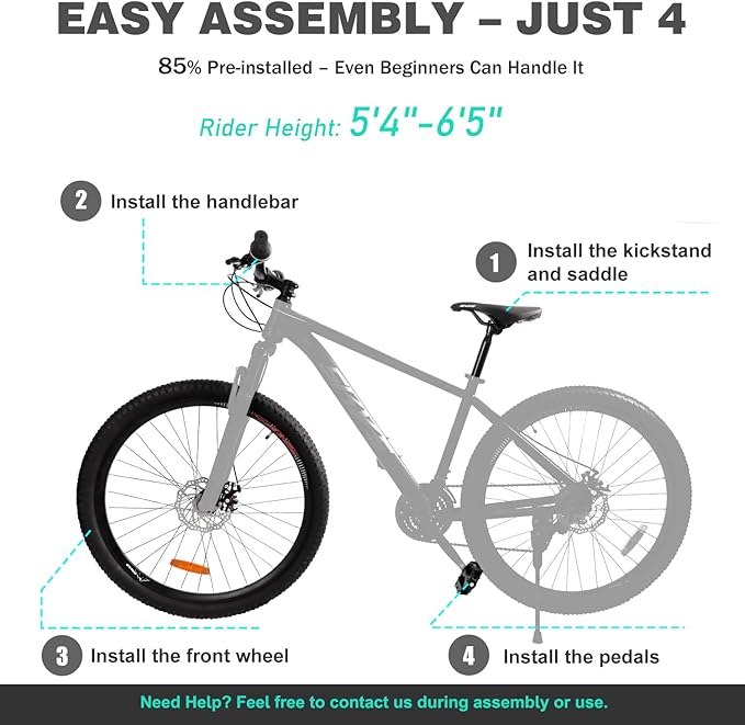 Men’s 27.5 Inch Mountain Bike, Adult Bike with 21-Speed Twist Shifters, Dual Disc Brakes, Front Suspension Hardtail, Easy Assembly