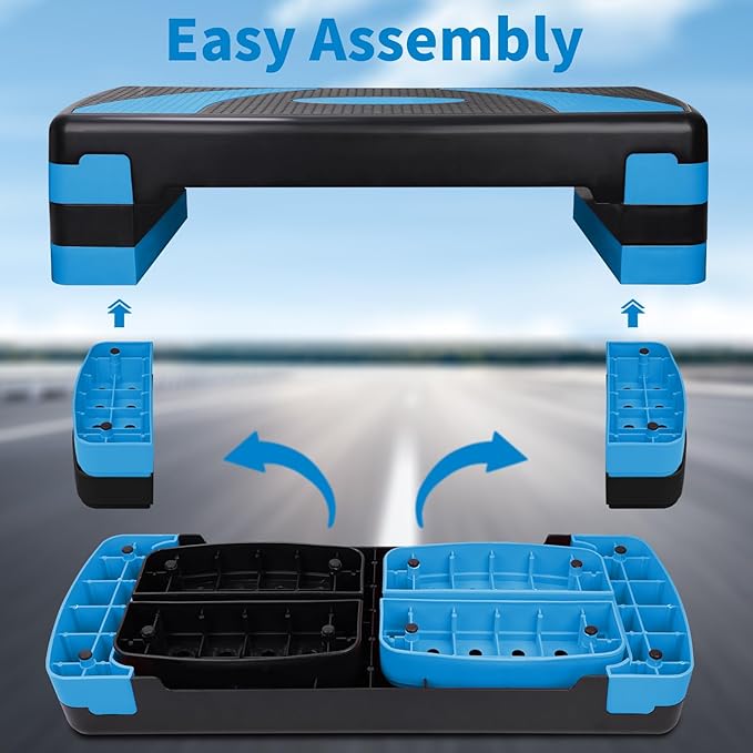 Exercise Workout Aerobic Step Platform Trainer, 31" Aerobic Stepper with 4"-6"-8" Adjustable Height Risers