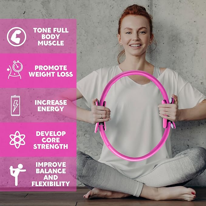 Syhood Pilates Ring 11. 81 Inch Pilates Circle Yoga Ring Magic Lightweight Flexible Workout Equipment for Fitness Physical Therapy Resistance Exercise Arms Legs