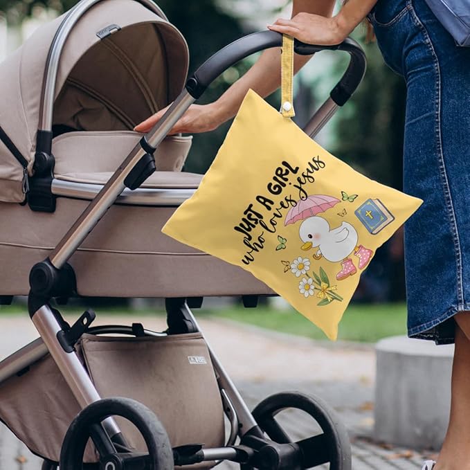 4 Pack Cute Wet Bag Waterproof Washable Reusable Wet Dry Bag for Swimsuit Clothes Cloth Diaper Travel Beach Pool Yoga Gym Toiletries Travel Beach Essentials, Bow Animal Goose Decor Lovers Gift