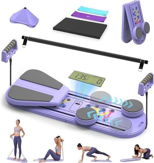 Pilates Reformer Board, Multifunctional Abdominal Pushup Board,Portable and Foldable Pilates Board Unisex Pilates Core Workout Equipment for Home Office Use