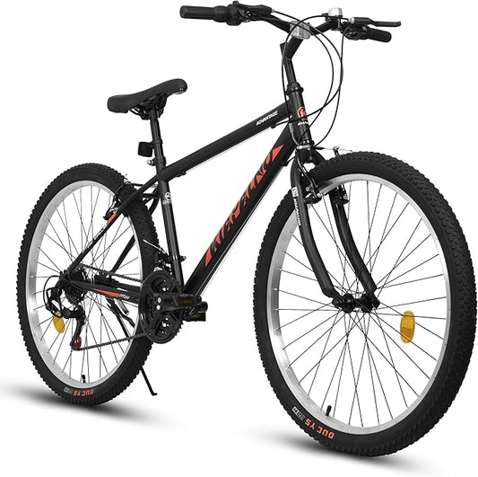 Mountain Bike 24 26 Inch, 21 Speeds Aluminum Frame/High-Carbon Steel Frame, Front Suspension Boys Girls Sport Bike, Adult Teens Bicycle for City Commuters, Summer Ride and Short Trip Camping