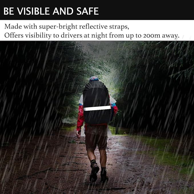 Frelaxy Hi-Visibility Backpack Rain Cover with Reflective Strip 100% Waterproof Ultralight Backpack Cover, Storage Pouch, Anti-Slip Cross Buckle Strap, for Hiking, Camping, Biking, Outdoor, Traveling