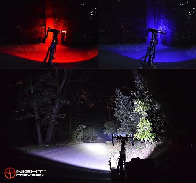 PS1200 Police Patrol Bike Head Light - Red/Blue Strobe LED - Rechargeable 18 hrs Max - Water Resistant - 5 Modes -For Professional Use Only (Front Headlight)