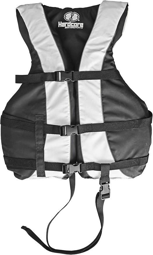 Hardcore Life Jacket Paddle Vest; Coast Guard Approved Type III PFD Life Vest Flotation Device; Jet ski, Wakeboard, Kayak; Ideal Extra Life Jacket for Your Pontoon Boat w/Leg Strap