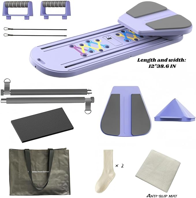 6 in 1 Pilates Board,Portable and Foldable Pilates Reformer Set,Multifunctional Pilates Board for Home Exercise,The for Fitness Women Lovers