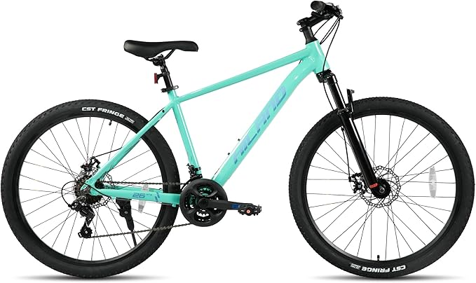 HILAND 26 Inch Mens and Womens Mountain Bike,21 Speed Mountain Bicycle with Dual Disc Brake, Front Suspension Fork, High Carbon Steel Frame Urban Commuter Bike for Adults