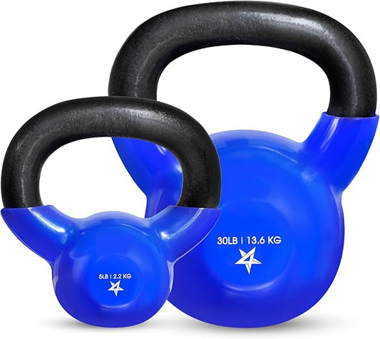 Yes4All Kettlebell Set Vinyl Coated Weights Combo for Full Body Workout Equipment Push up, Grip Strength Training, Dumbbell Weights Exercises