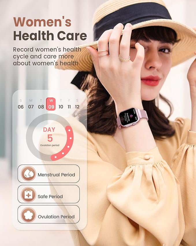 Smart Watches for Women Fitness Tracker: 1.85"Smartwatch with 30 Day+Battery Life Make/Answer Call Sleep Heart Rate SpO2 Monitor IP68 Waterproof 120+Sport Mode Watch for Android iPhone Samsung 2 Bands