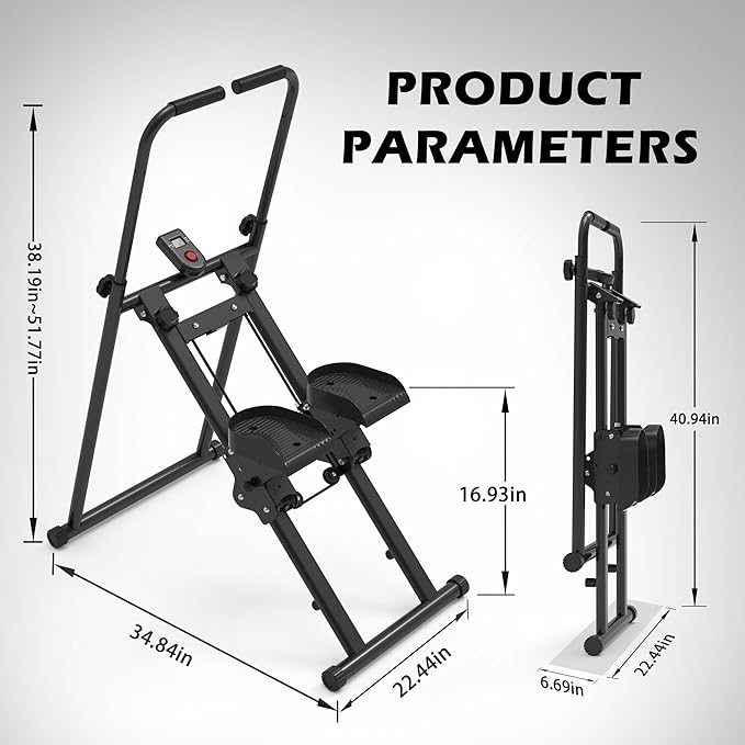 Leikefitness Stair Stepper for Home-Upgrade Vertical Climber,Folding Cardio Exercise Machine,Stair Climber for Full Body Workout with Adjustable Handlebar for Women & Men