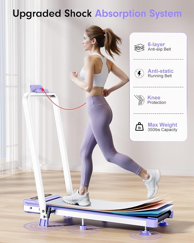 2025 Upgrade Walking Pad Treadmill with 8% Incline & Handle Bar, 3.5HP Portable Treadmill for Home Small, Under Desk Compact Walking Pad 300+lb Capacity, Shock Absorption, 0.6-6mph, Remote, Smart App