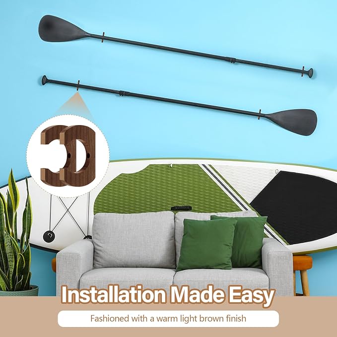 Kayak Paddle Holder, Kayak Oar Holder to Keeper Hanging Oar for Wall Decor, Paddle Storage Rack, Wooden Board Accessories for Sup Canoe Dragon Boat Paddles