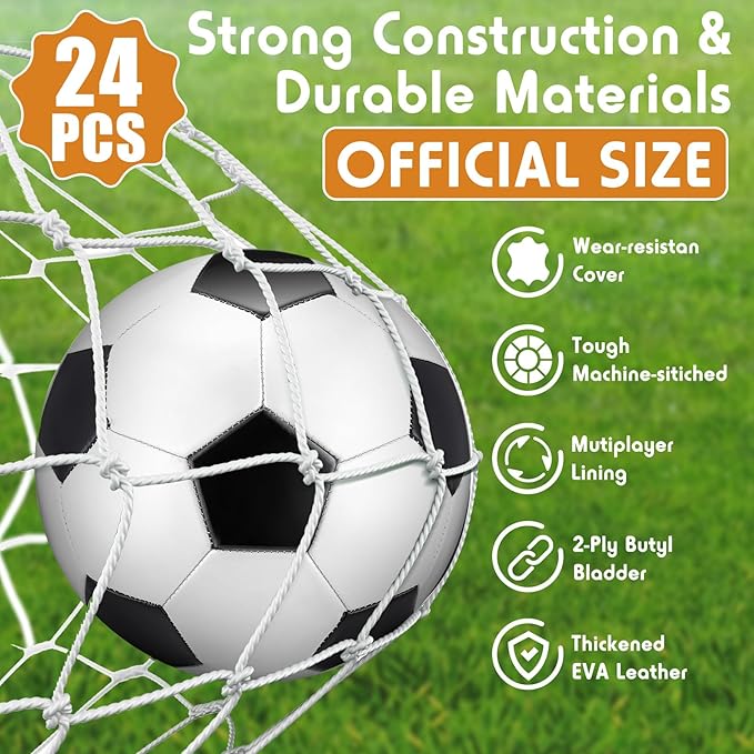 24 Pack Operation Christmas Deflated Soccer Balls with Pump Bulk Items, Machine Stitched Soccer Ball for Outdoor Indoor Training Sports, Birthday Gift Party Supplies