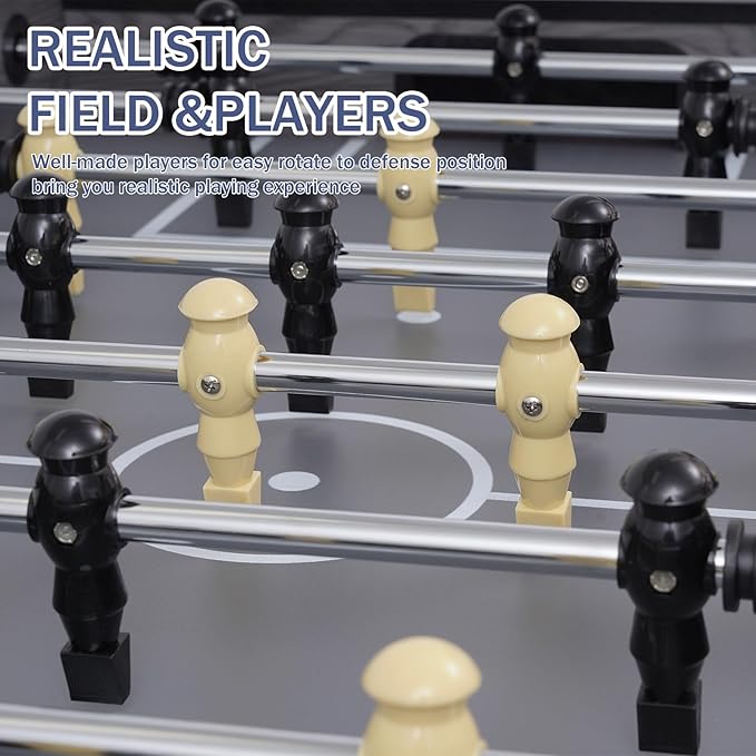 RAYKEE Foosball Table, 54" Soccer Games Table Competition Sized Wooden Table Soccer w/ 2 Balls for Adult Kids Youth Home, Game Room, Office, Party