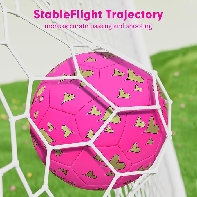 Soccer Balls Size 3 for Girls Soccer Ball for Kids Aged 4-6 6-8 Beginners Outdoors Sports Ball Recreation Playing Ball Birthday Christmas Back to School Gifts
